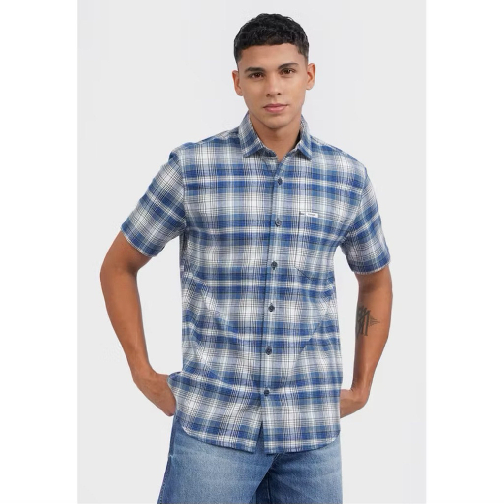 kemeja flanel pendek wrangler slimfit Original
