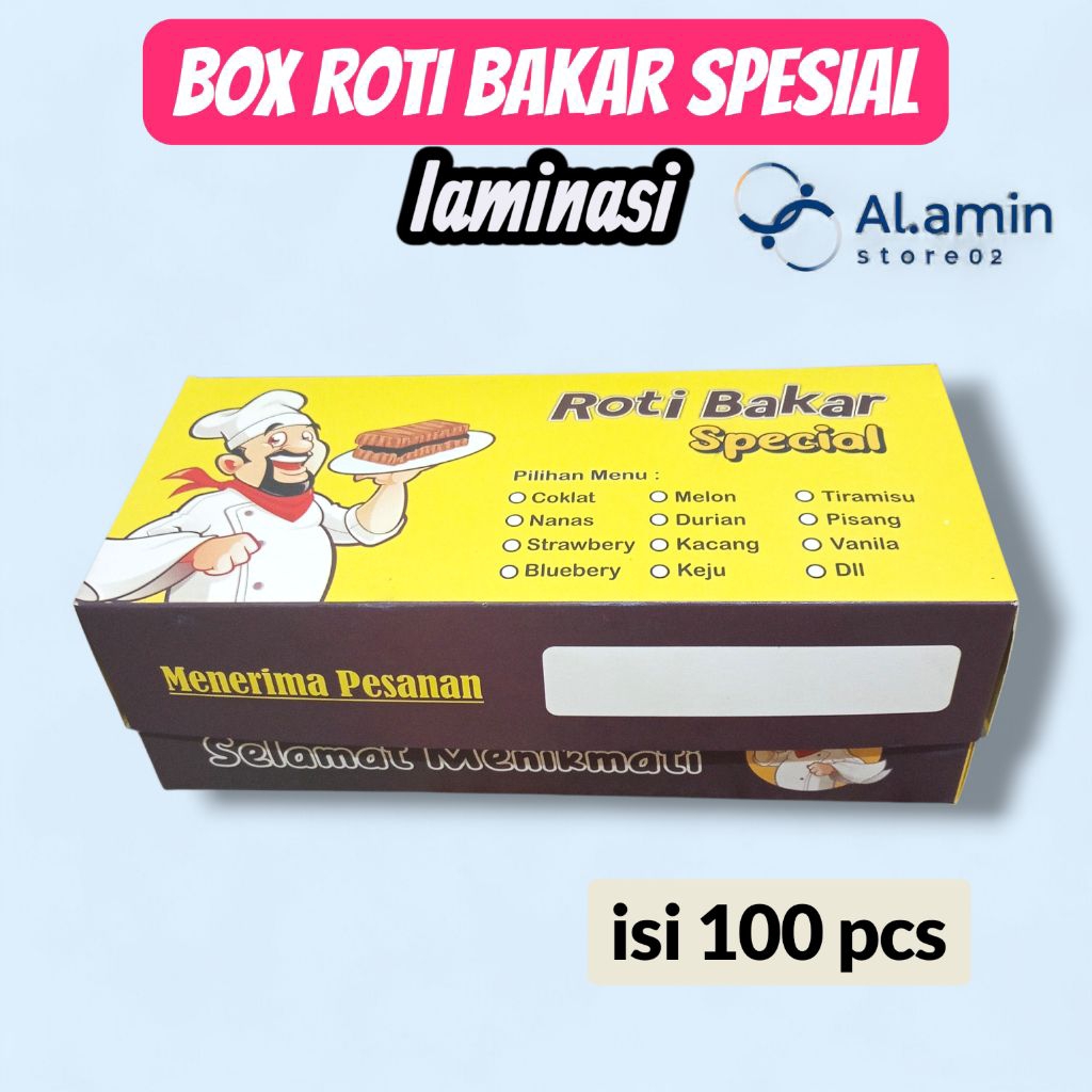 BOX ROTI BAKAR SPESIAL/LAMINASI DUS ROTI BAKAR ISI 100 PCS