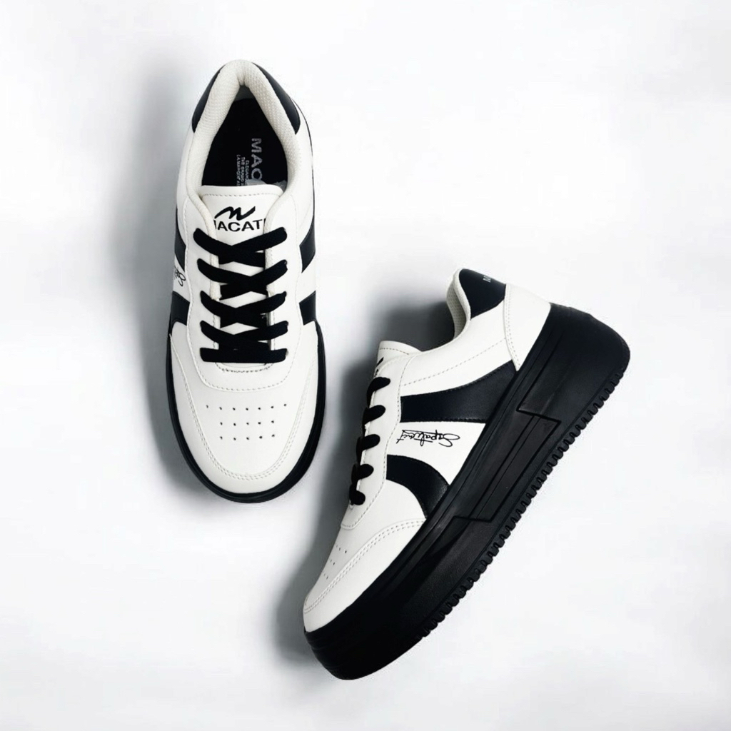 MACATI Sepatu Sneakers Wanita Pria Korean Style terbaru Sepatu Sekolah Wanita HItam Sepatu Sepatu Ka