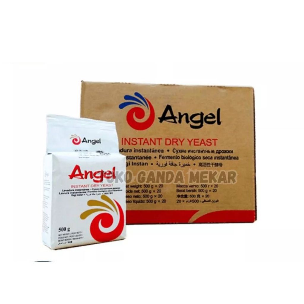 Ragi Instan Angel 500g x 20pcs / Dus - Fermentasi Cepat, Ekonomis, Tekstur Roti Lebih Baik