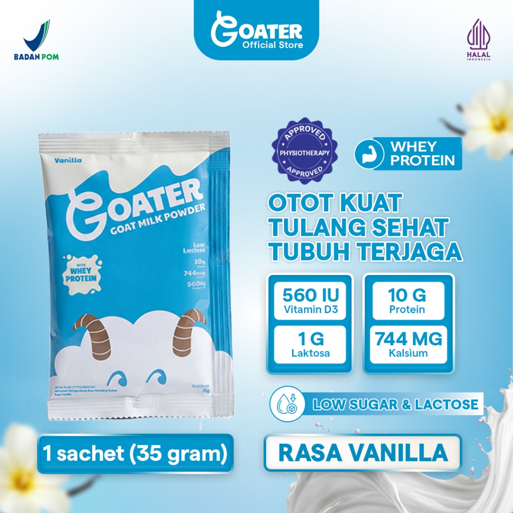 [1 SACHET] GOATER - Susu Paling Tinggi Kalsium & Tinggi Protein Untuk Otot Kuat Tulang Sehat - Susu 