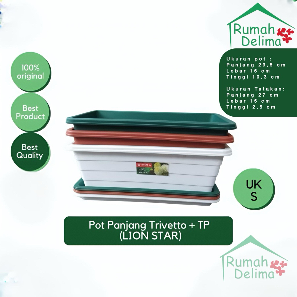 Pot Bunga Panjang Trivetto - S + Tatakan