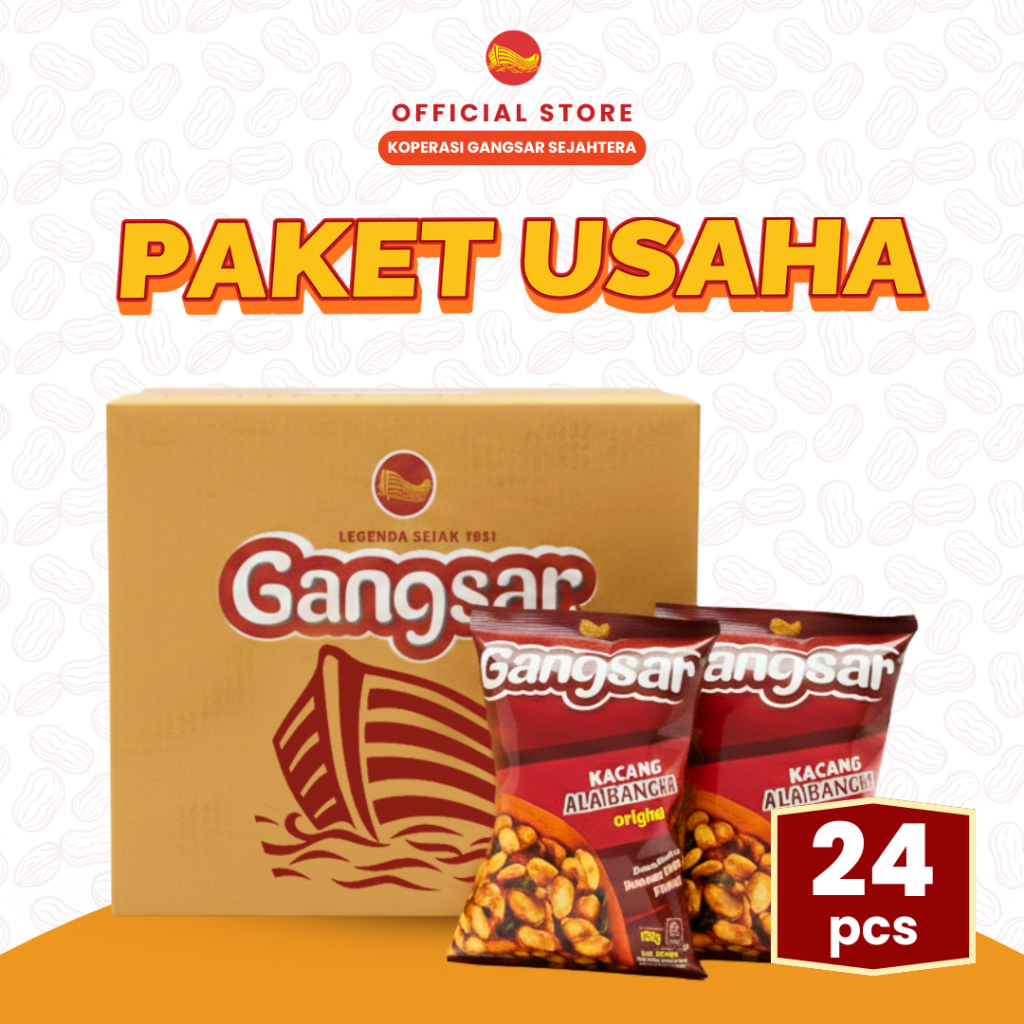 Grosir [Isi 24pcs] Gangsar Kacang Panggang Ala Bangkok 80gr | Pedas Manis | Snack Lebaran