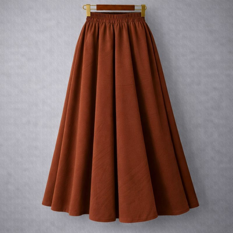 Rok Panjang Wanita WOLFIS Polos Premium Ada Saku Kantong Lebar Payung Flowy Jumbo Bahan Tebal Formal Kerja Kuliah Casual Muslimah by KaRINA