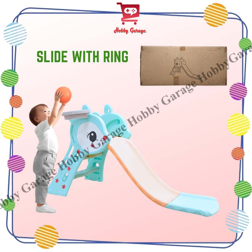 JM Indonesia Mainan Perosotan Anak 2 In 1 Ring Basket Bisa Lipat Prosotan Seluncur