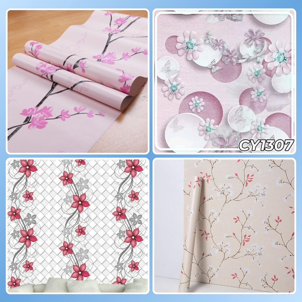 Wallpaper Dinding Kamar Tidur Motif Bunga Kecil Wallpaper Dinding Ruang Tamu Motif Bunga Kecil Putih