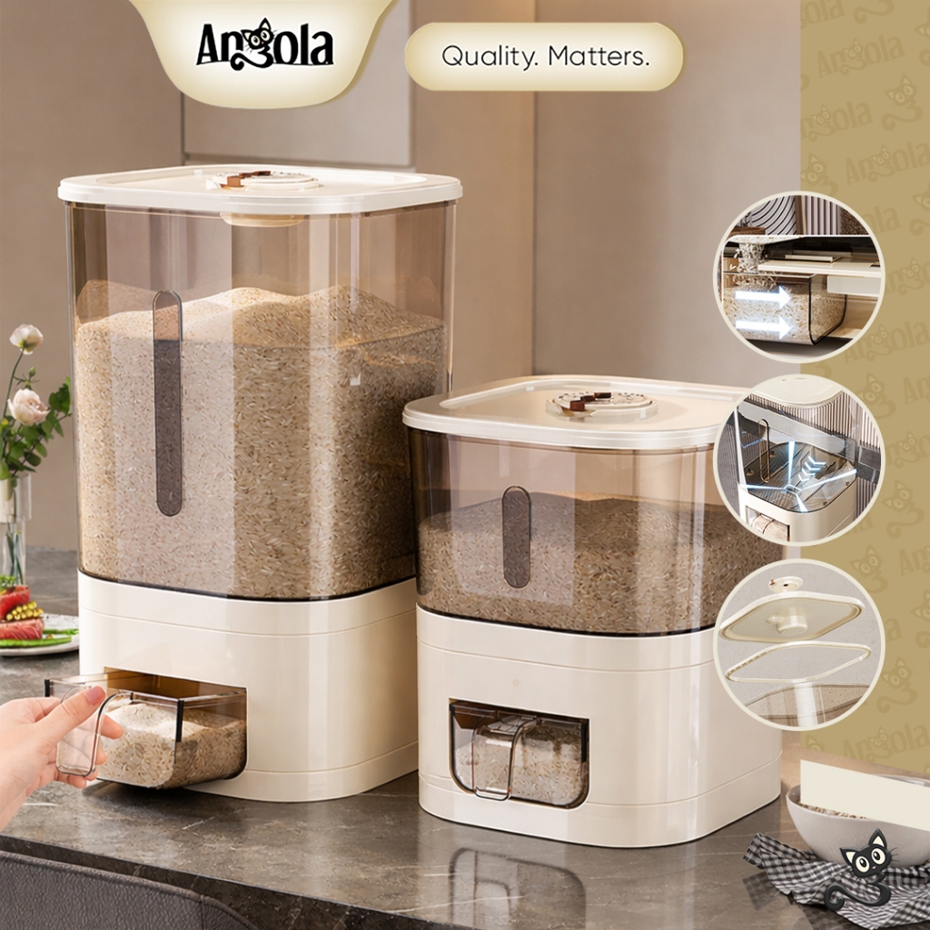 ANGOLA Dispenser Tempat Beras 5kg-10kg Rice Dispenser E50A-E51A Tempat Wadah Penyimpanan Beras Rice 