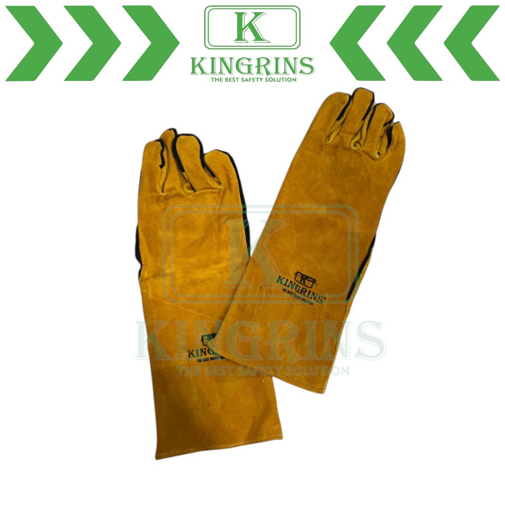 KINGRINS - Sarung Tangan Las Kulit Tebal Original / Sarung Tangan Las Kulit Warna gold