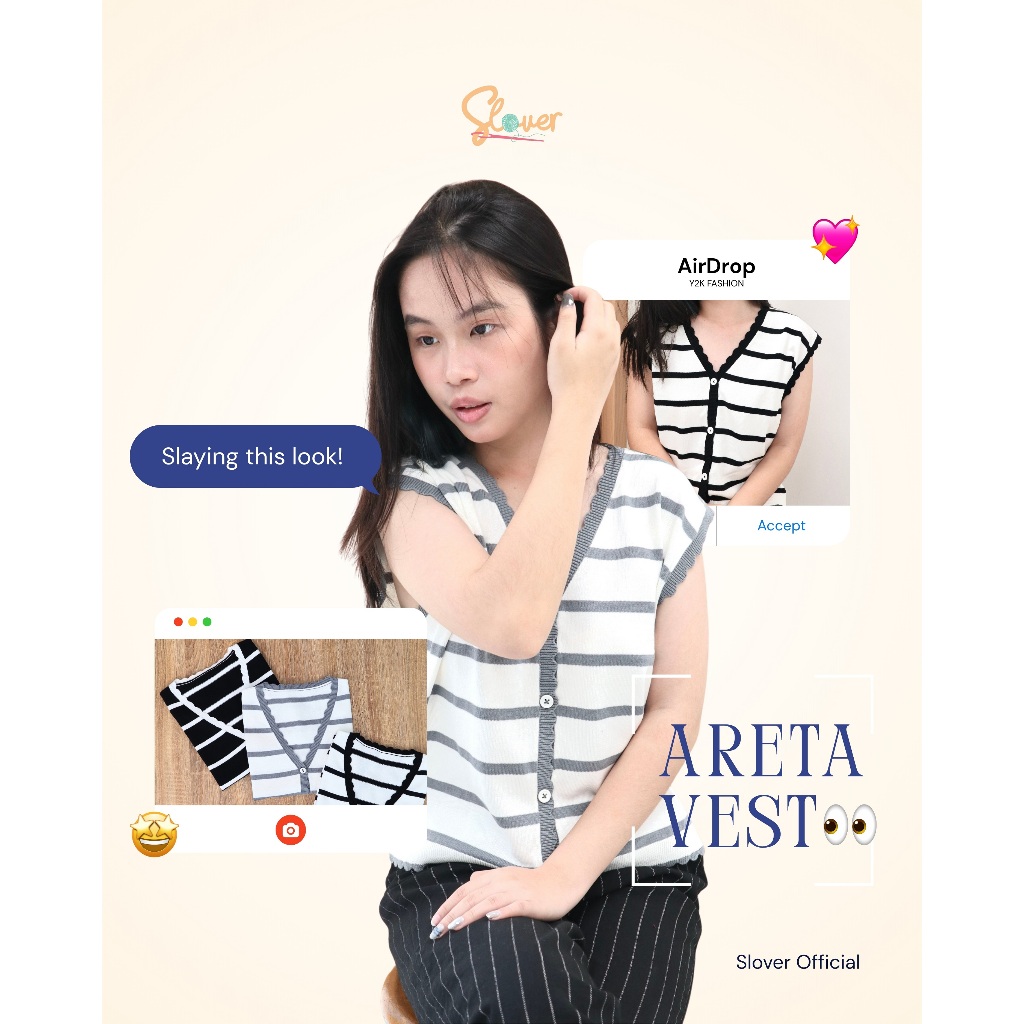 Slover - Areta Vest - Vest Rajut - Korean Vest - Rajut Premium