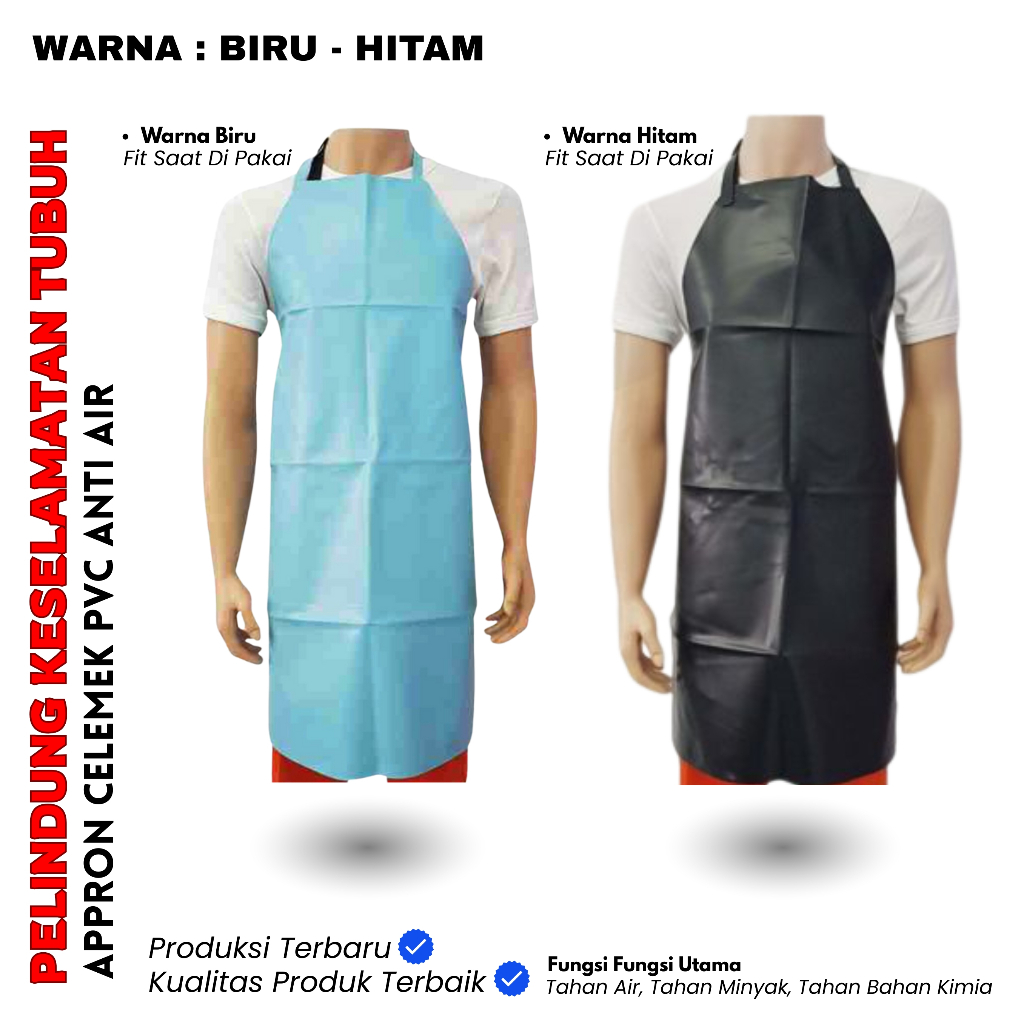 Apron PVC Anti Air Unisex Warna Biru - Hitam | Apron Waterproff Berkualitas