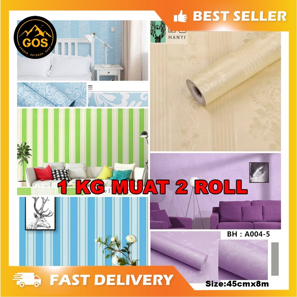 1 KG 1 Roll Wallpaper 10 meter X 45 cm  wallpaper dinding Motif laris minimalis dll