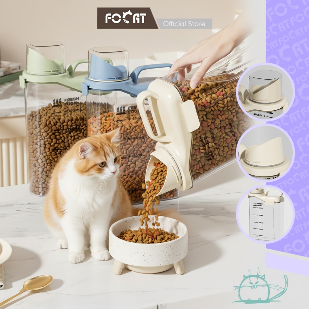FOCAT Kontainer Tempat Penyimpanan Makanan Hewan E69A Tempat Penyimpanan Food Storage Jar BPA FREE