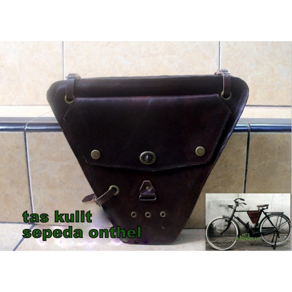 TAS ONTHEL - TAS SEGITIGA ONTHEL - TAS TENGAH SEPEDA ONTHEL KULIT ASLI - AKSESORIS ONTHEL