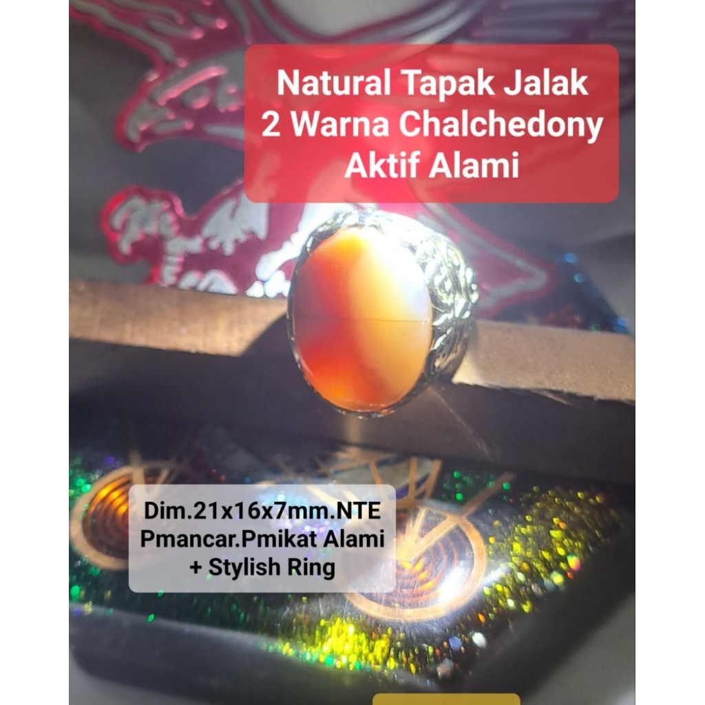 Batu Natural Tapak Jalak Kalsedon Crystal Alami Alam Aktif Cincin Pria Chalchedony Ring Kristal Akik