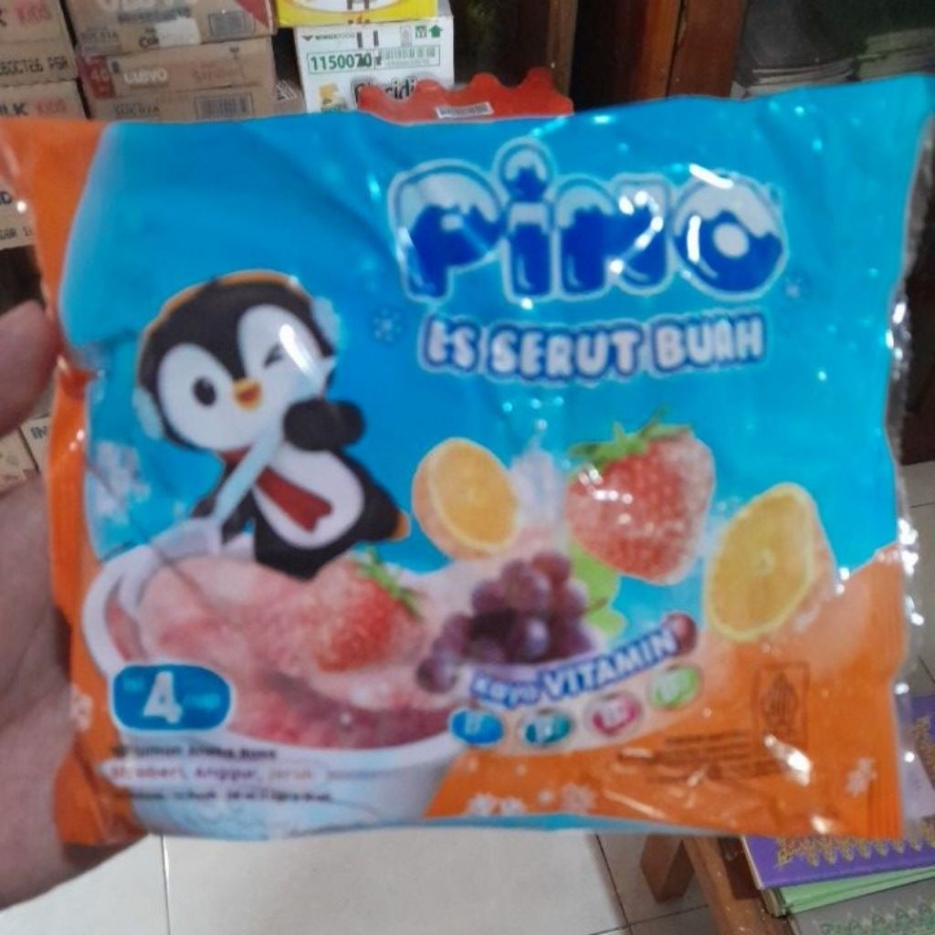 Pino Es Serut Buah Cup 4 Cup - Rasa Stroberi, Anggur, Jeruk