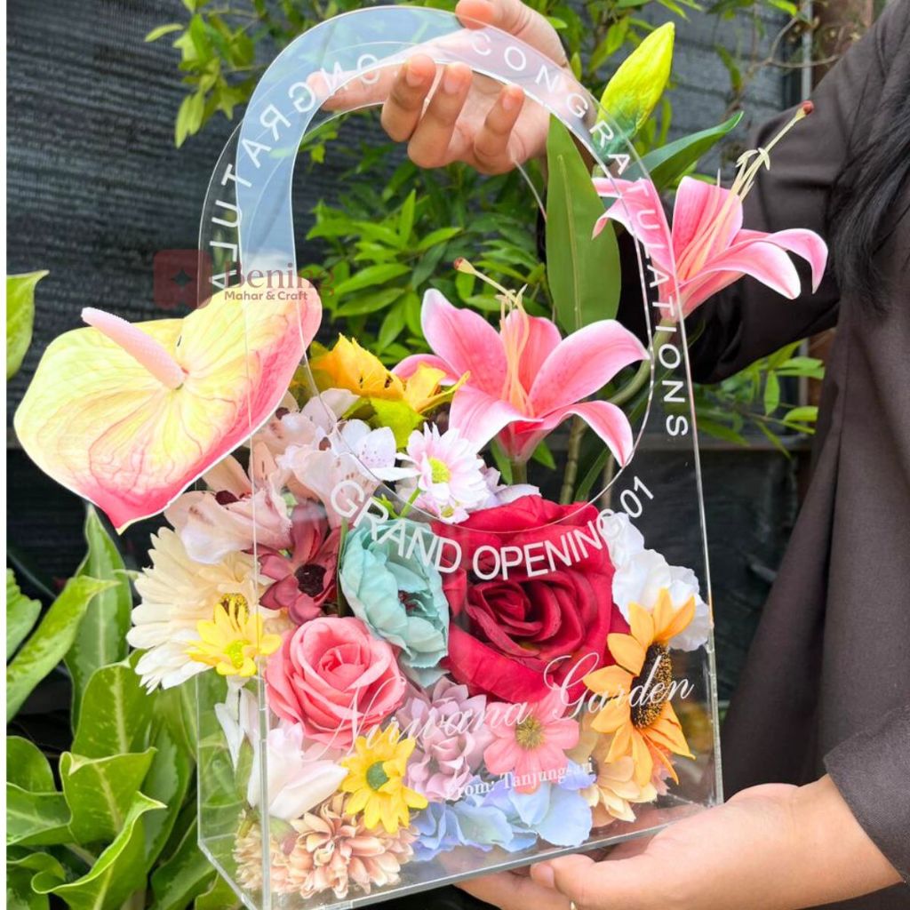 Flower Bag Bucket Bnga Hampers Ucapan Acrylic Papan Ucapan
