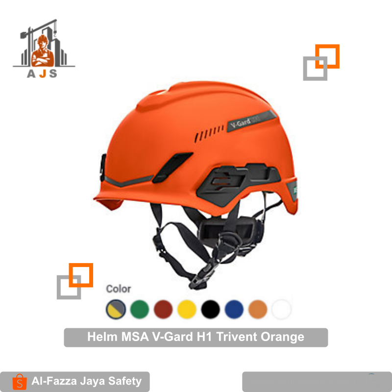 Helm MSA V-Gard H1 Trivent Orange - MSA Helm Safety Climbing H1 Trivent