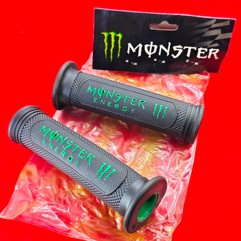 (79E) HANDGRIP MONSTER HITAM HIJAU set 2 pcs hand grip stang karet setang handspad handfat hands pad