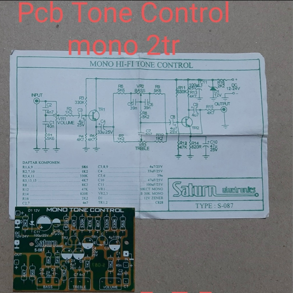 pcb tone control mono hifi mono 2 tr Saturn | S087