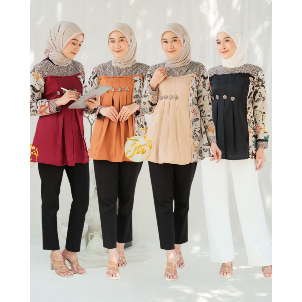 ALIYA Lora Blouse Batik Wanita Modern Katun Mix Mosscrepe Baju Atasan AYANA YASMINE
