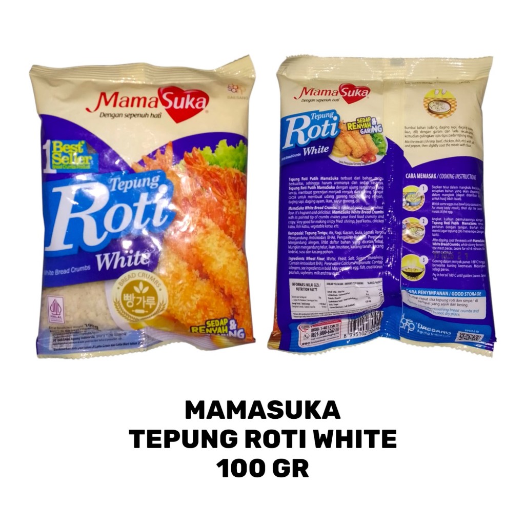 MamaSuka Tepung Roti White Bread crumbs 100gr / Tepung Roti Putih Mama suka tepung panir