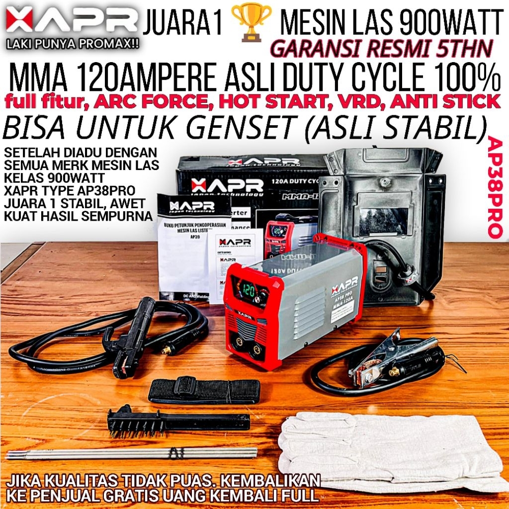 BIG PROMO APR AP38PRO Juara Mesin Las 900watt 120A MMA Bisa Untuk Genset Inverter Welding Travo Las