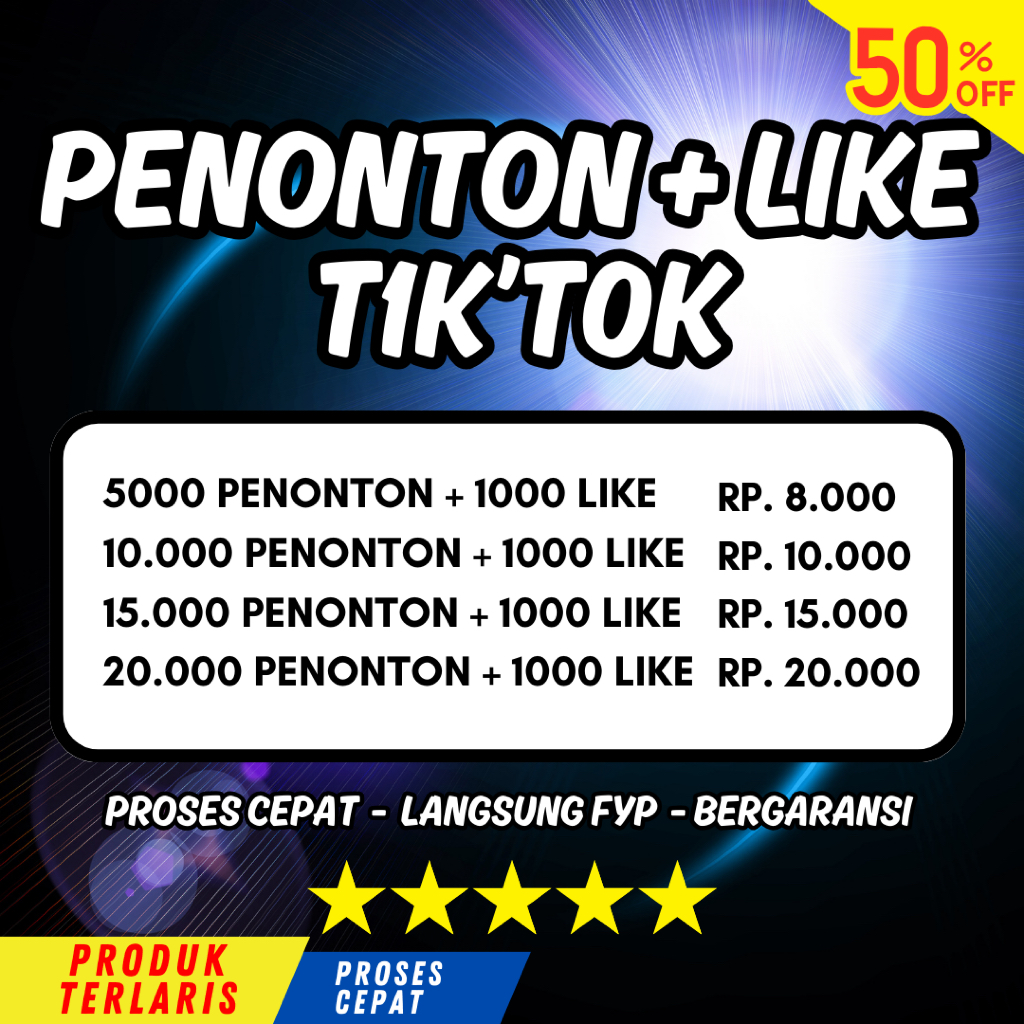 Paket FYP Like Viewers Tontonan Tiktok Bergaransi Non Drop Permanen Auto FYP Proses Cepat