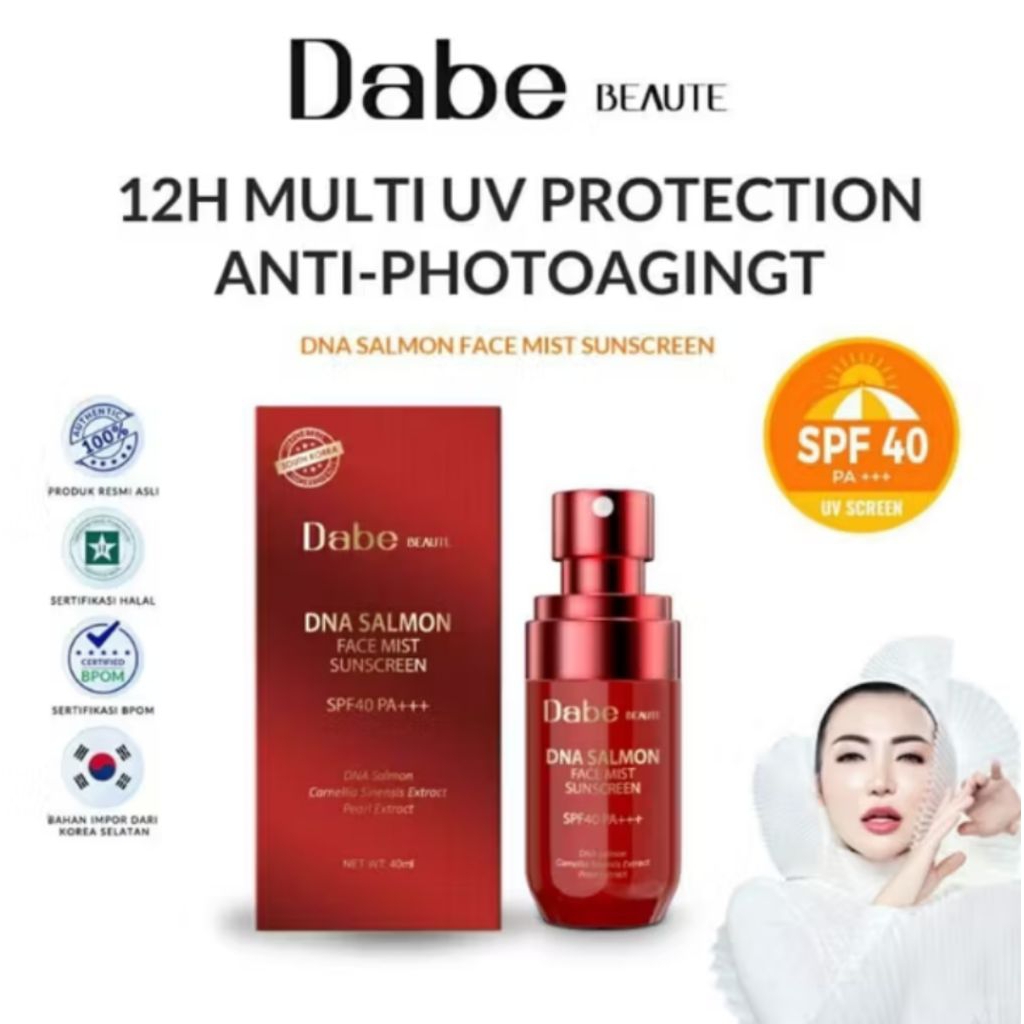 DABE BEAUTE DNA SALMON FACE MIST SUNSCREEN SPF 40 PA+++ | RADIANCE SHIELD HYDRATING SUNSCREEN SERUM 