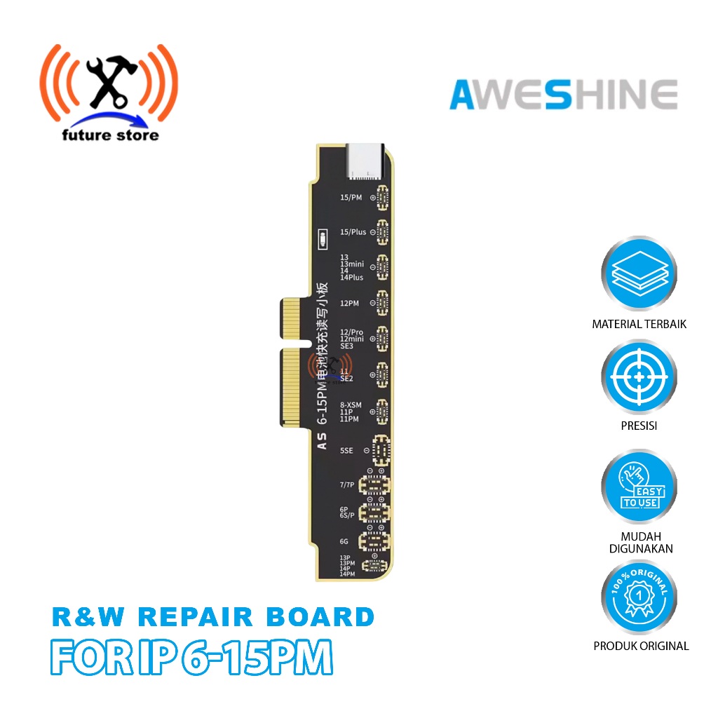 BATTERY REPAIR FAST CHARGING ADAPTER R&W AWESHINE IPHONE 6-15 PRO MAX - BOARD ADAPTOR BATERAI FAST C