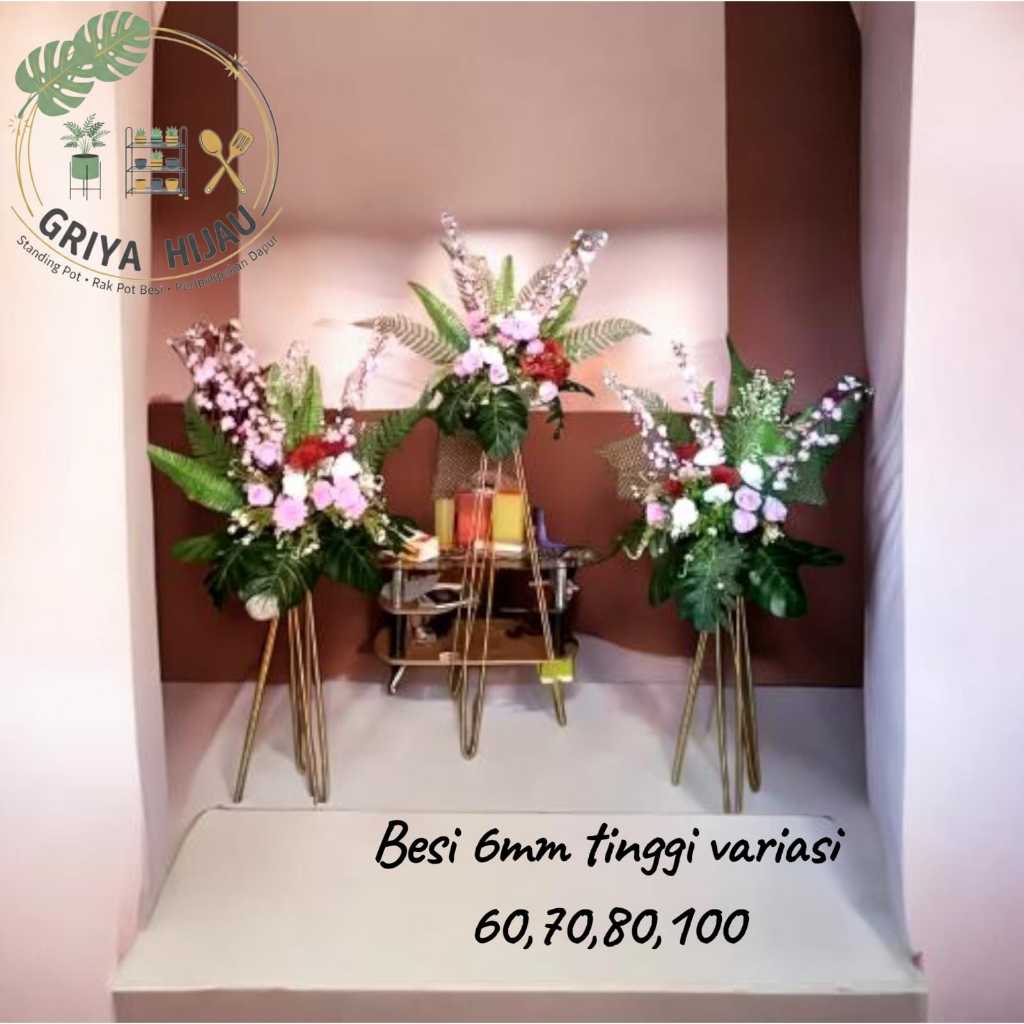 Stand Flower Dekorasi Wedding Besi Gold