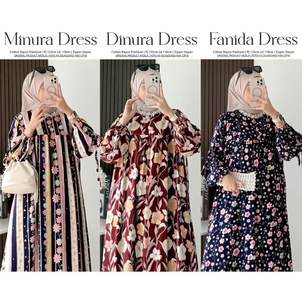 Gamis Motif Premium Maxi Dress Muslim MOELA Katun Rayon
