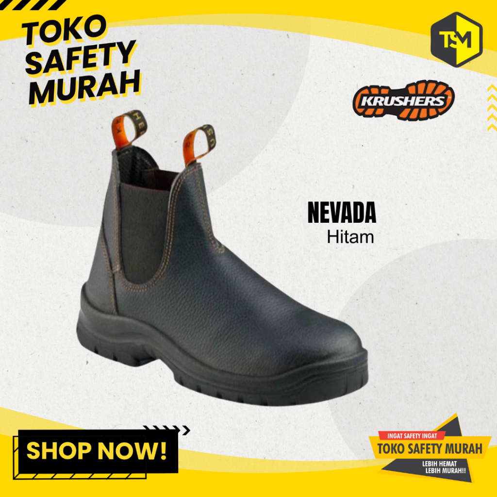 Safety Shoes KRUSHERS NEVADA | Sepatu Safety Pria Kulit Tebal Anti Licin & Tahan Benturan