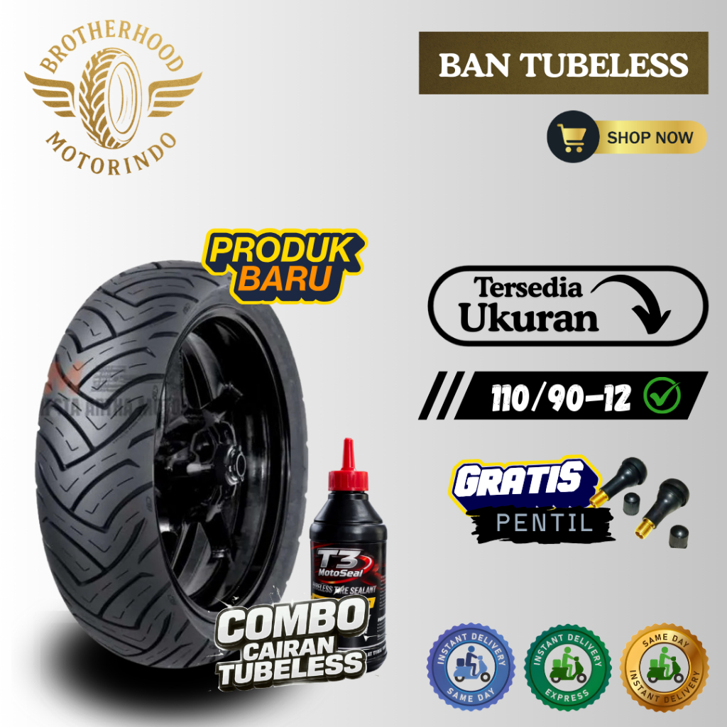 BAN FDR XR EVO 110/90-12 TUBBELES / BAN XR EVO TUBLES / BAN MOTOR RING 12 / BAN FDR RING 12 / SCOOPY