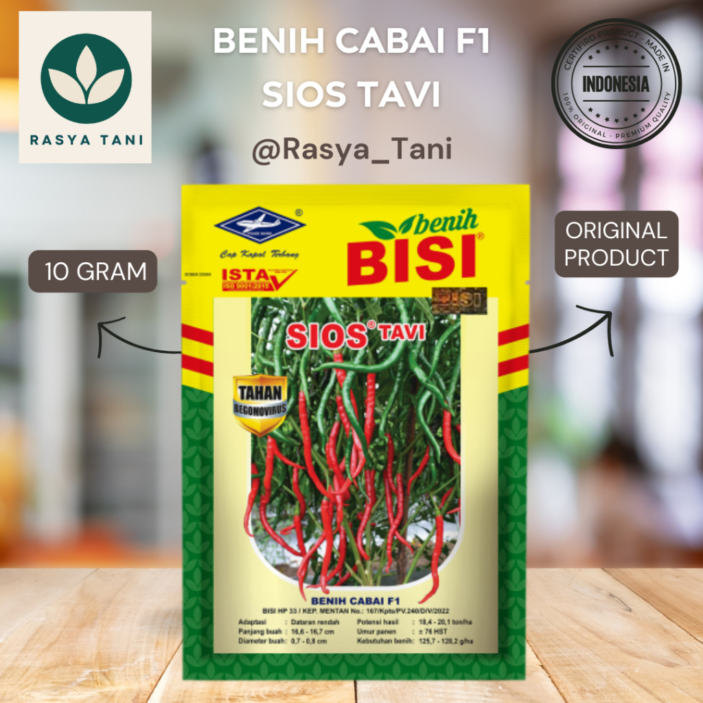 Benih Cabe Keriting Hibrida Sios Tavi - 10 Gram Cap Kapal Terbang Original