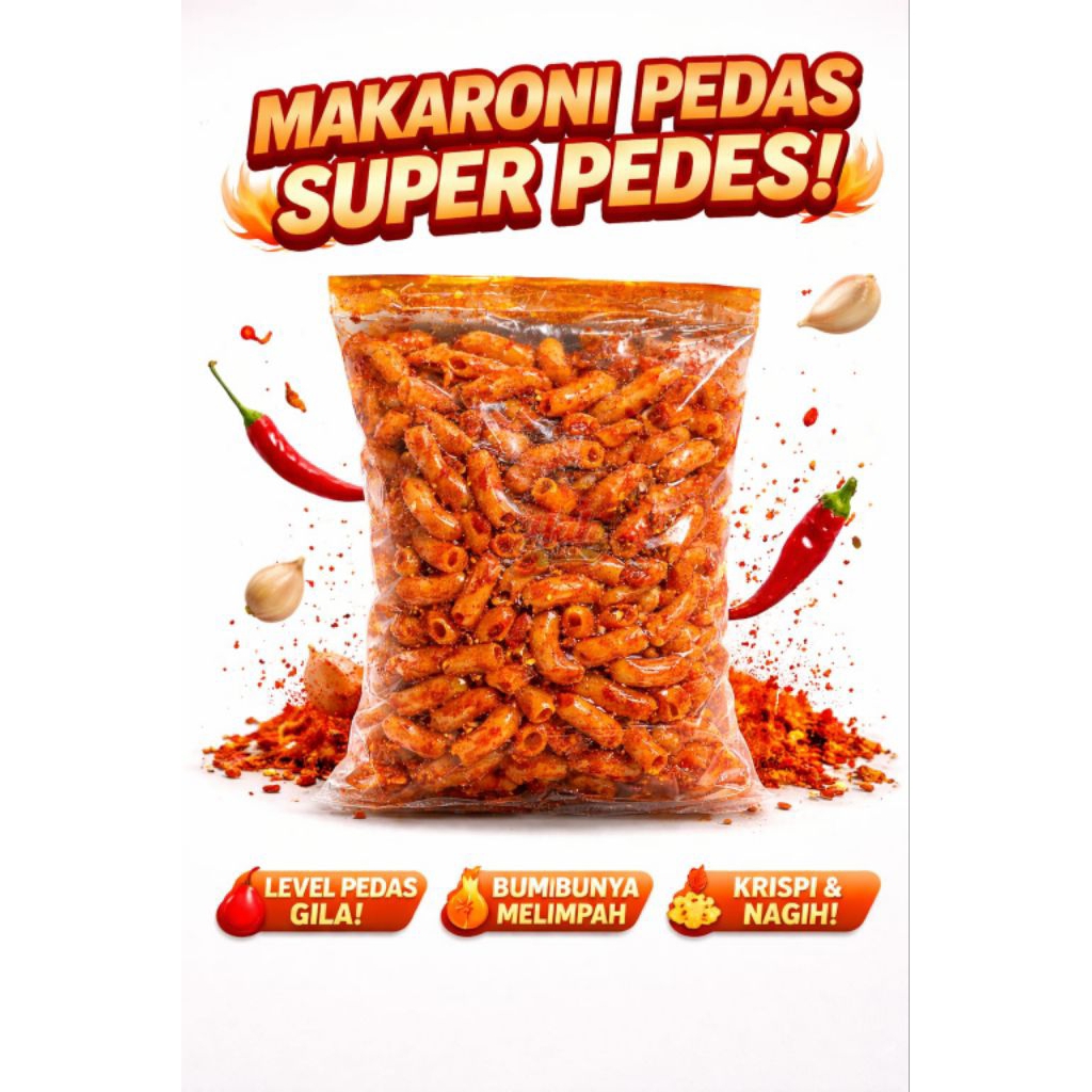 makaroni pedas / makaroni bantet pedas / makaroni 200gram / Hah Snack