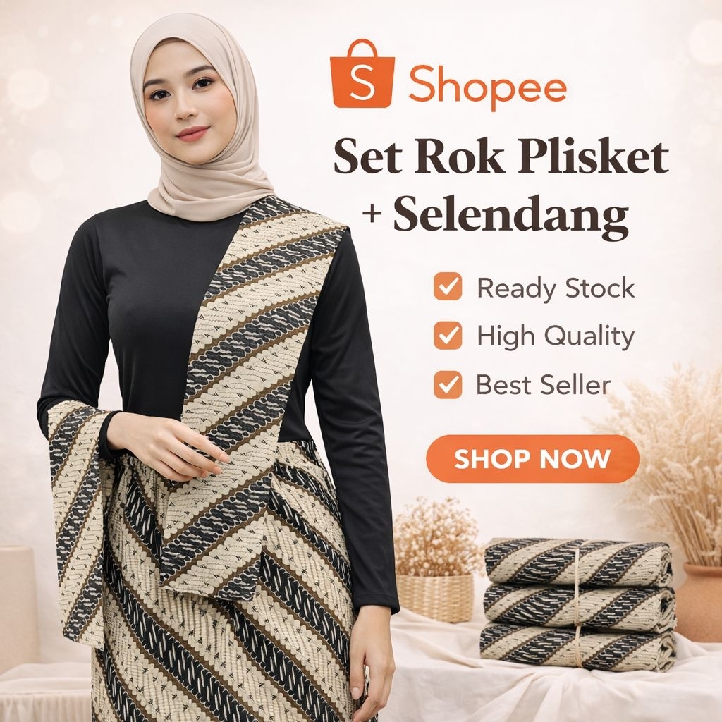 Set Rok Plisket + Selendang | Rok Plisket Wiru | Selendang pundak | Rok Plisket Batik Wiru + Selenda