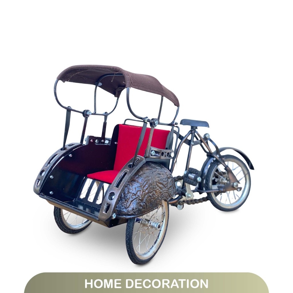 Miniatur Becak Jogja, Becak Klasik, Classic Bicycle, Vintage Becak Mini untuk Dekorasi