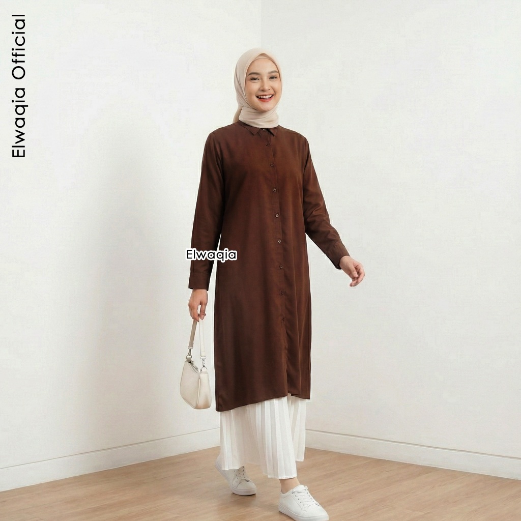 alwaqia Long Tunik Rayon Premium Tunik Santri Panjang dibawah Lutut
