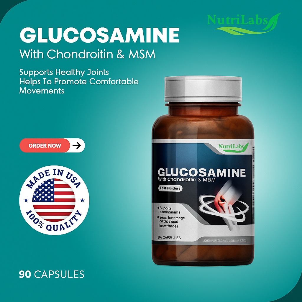 Nutrilabs Glucosamine Chondroitin & MSM - 90 Capsules Vitamin obat otot nyeri sendi (Original USA)