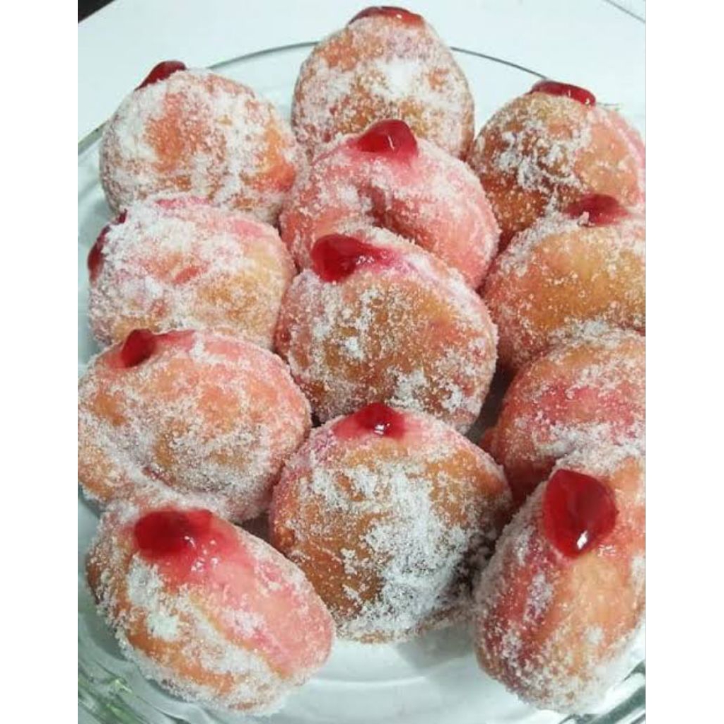 Bomboloni Donat Isi Premium - Donat Empuk Lumer Isi Cokelat & Stroberi dan variasi lainnya- Cemilan 