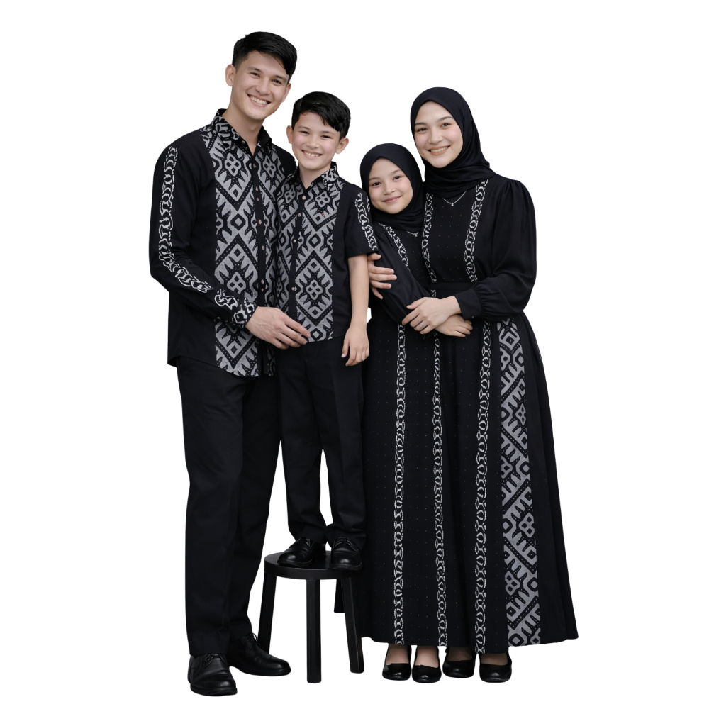 Baju Tenun Set Couple Black Padma Setelan Pria Wanita Acara Kondangan Pernikahan Gamis