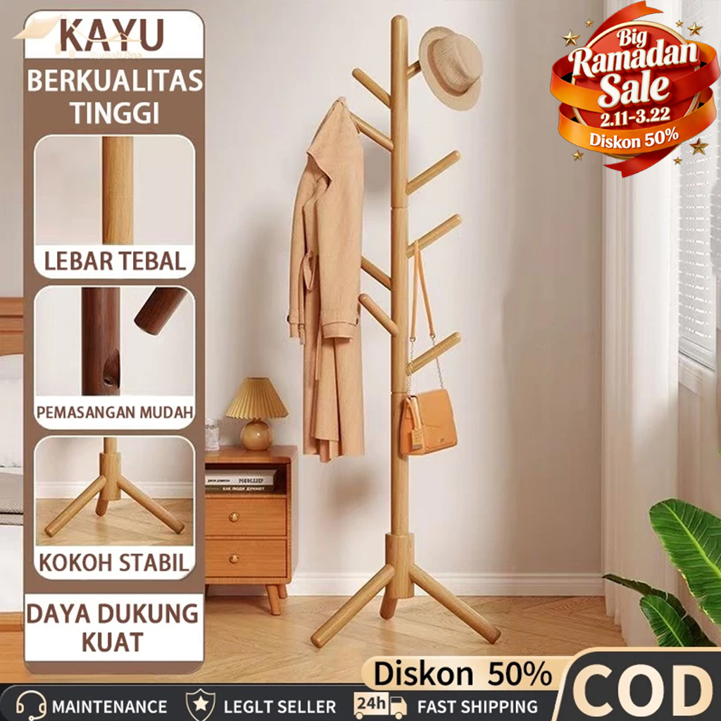 Arunikaa.Storee - Stand Hanger Rak Gantungan Baju Rak Mantel Kayu Gantungan Topi Rak Gantungan Tas