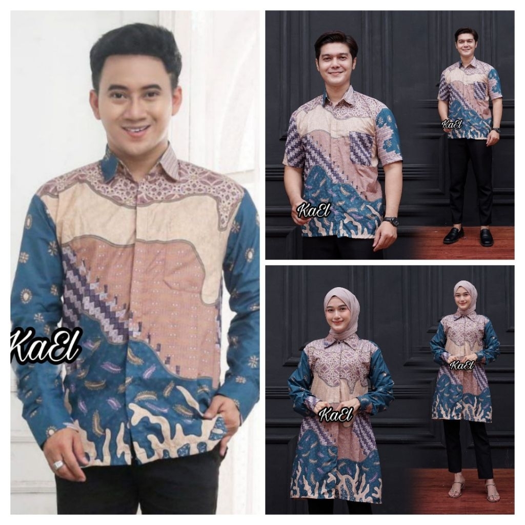 Couple Batik Kemeja Tunik Gamis Baju Pria Wanita motif bagus seragam kerja