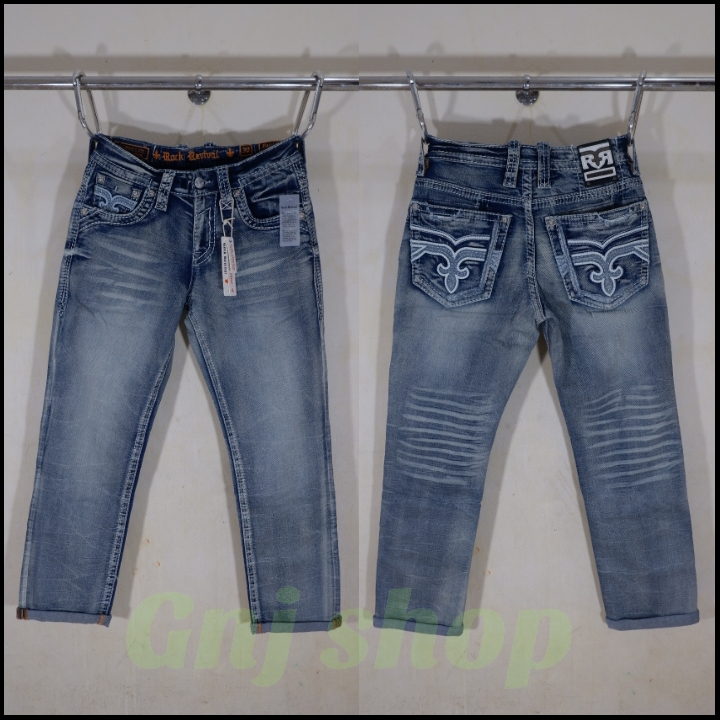 Celana panjang jeans pria rock revival denim hadriel light blue washed import full tag