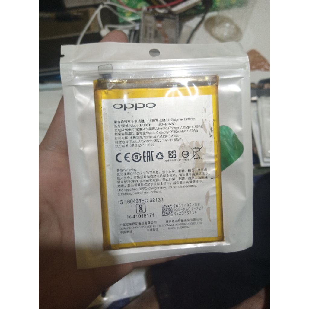 Baterai Oppo F1s BLP601 Original Cabutan Second