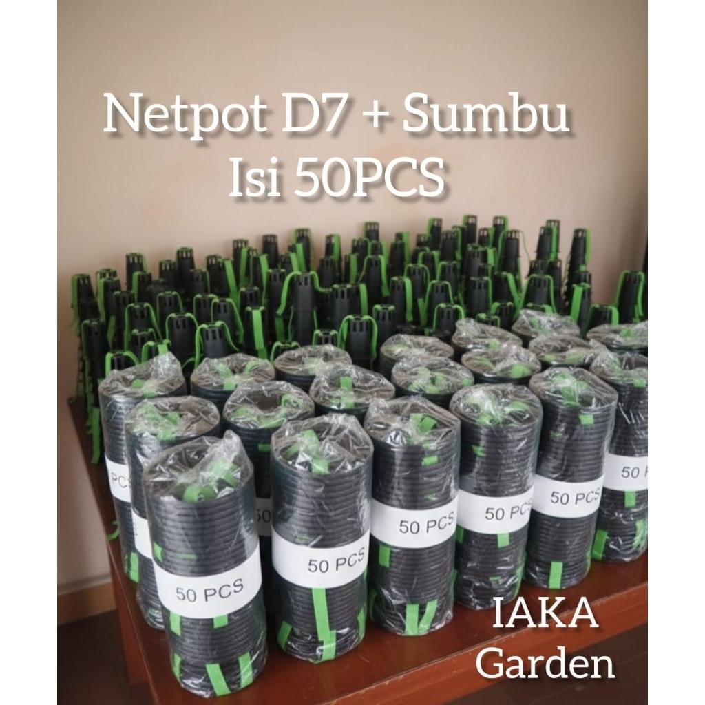 Paket Netpot Hidroponik + Sumbu Kain Flanel 50 Pcs - Diameter 7 Cm