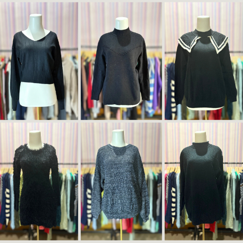 Sweater Rajut Wanita Premium Kekinian | Atasan Hitam & Putih
