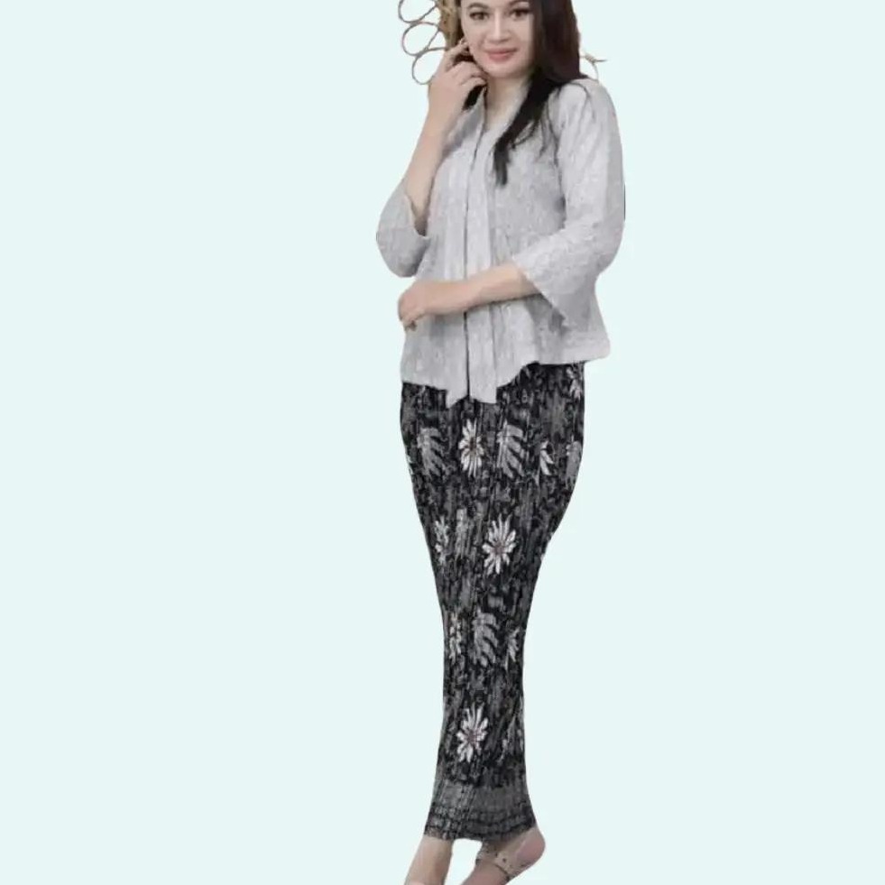 Setelan Kebaya Kutu Baru Kartini Bahan Brukat Premium Warna Silver