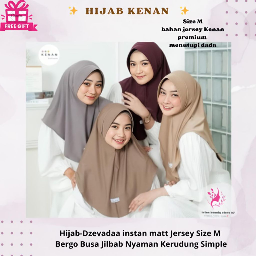 ‼️SIAP KIRIM KENAN - Daily Dzevada Size M Hijab Instan Matt Jersey Bergo Kerudung Nyaman Ori