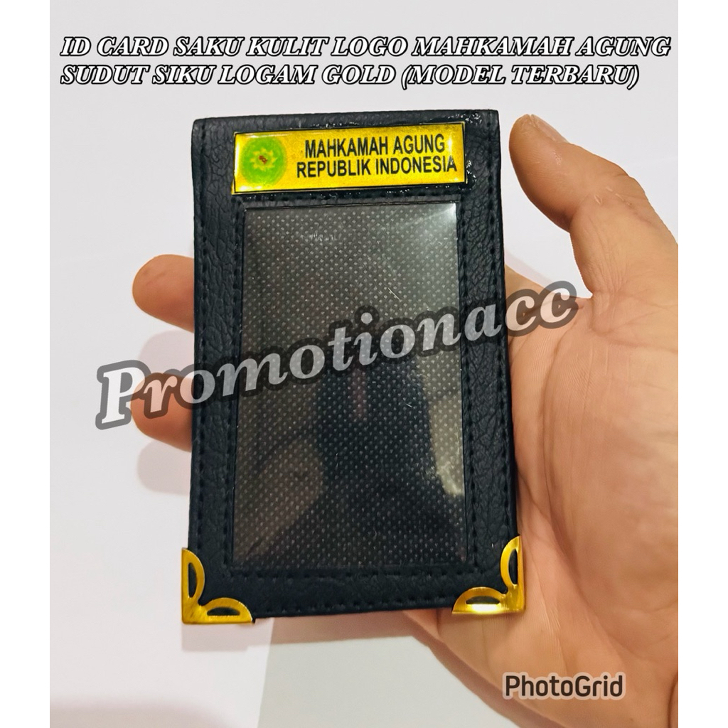 ID Card Saku / Dompet Kartu Saku / ID Card Name Tag Saku Logo MAHKAMAH AGUNG Sudut Siku Logam Gold M